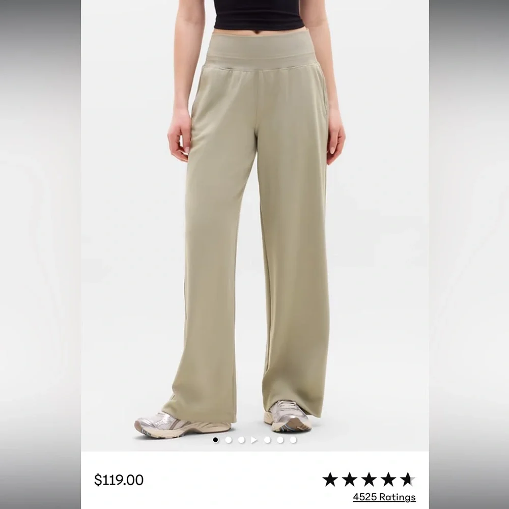 Athleta Venice Wide Leg Lounge Pants Small Petite Taupe Neutral Flare Abalone - Picture 5 of 10